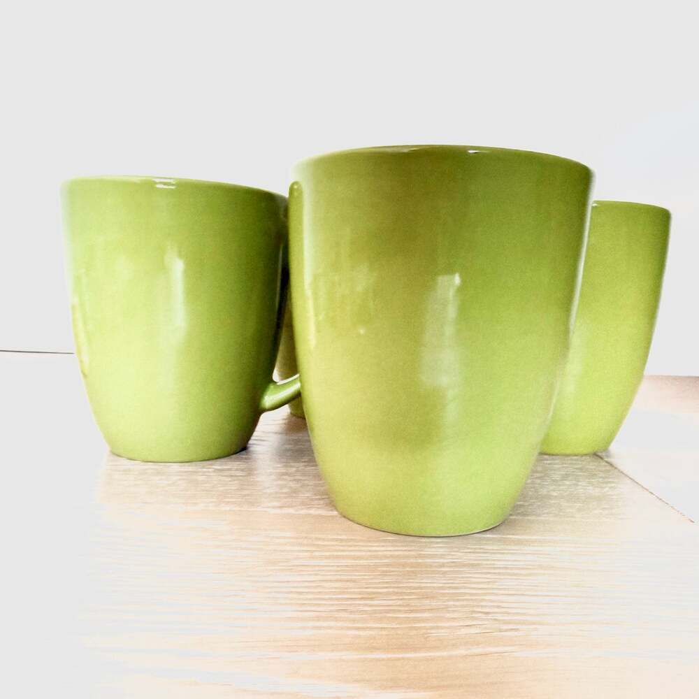 Corelle Coordinates Stoneware Mug Set of 4 Avocado Green Retro Coffee Mugs